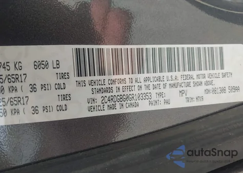 2016 Dodge Grand Caravan Se Plus from USA, damaged, VIN 2C4RDGBG0GR103353